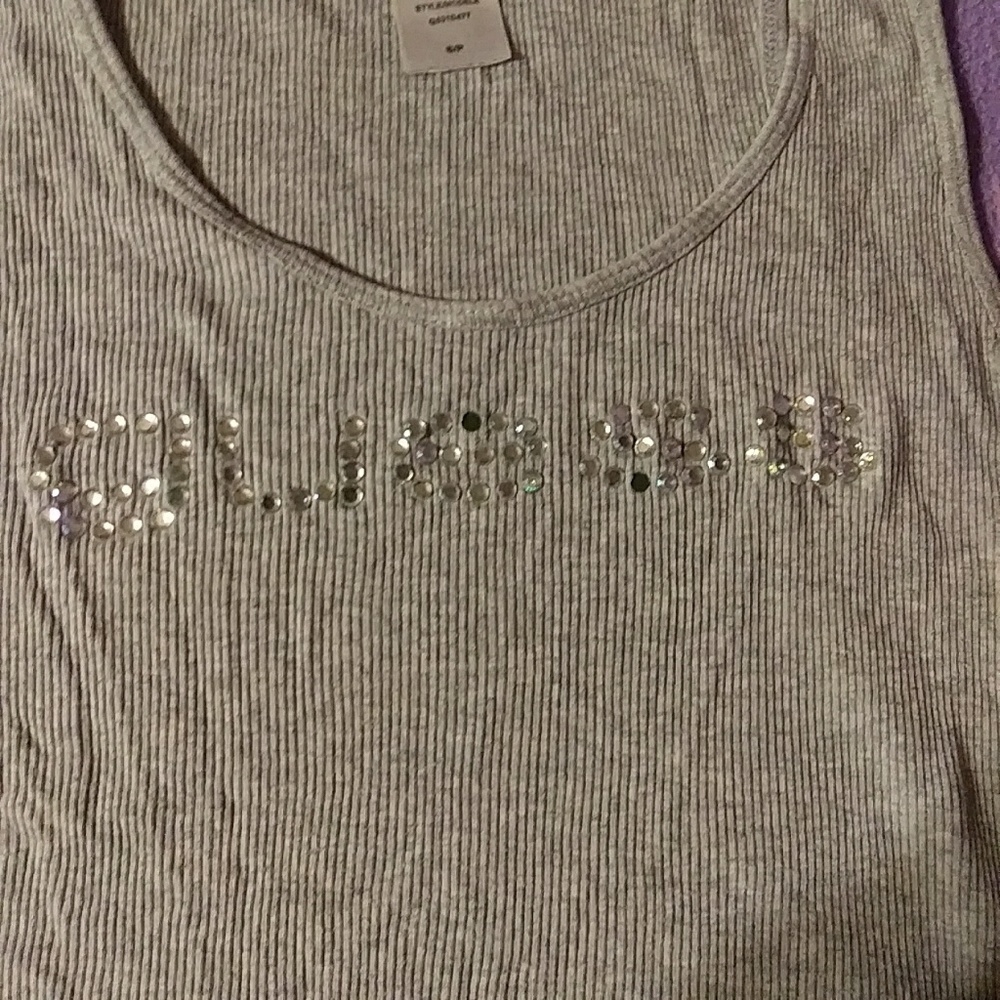 Guess women's ribbed tank top with jewels